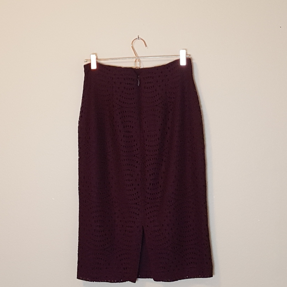 New York & Company Burgundy Midi Pencil Skirt - Picture 3 of 8